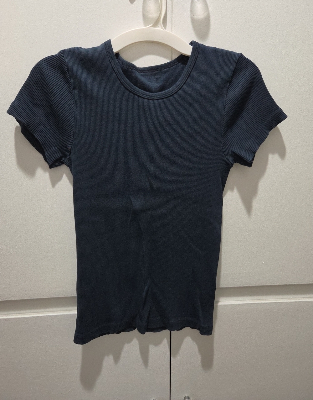 Brandy Melville Navy Ribbed Short Sleeve Tee